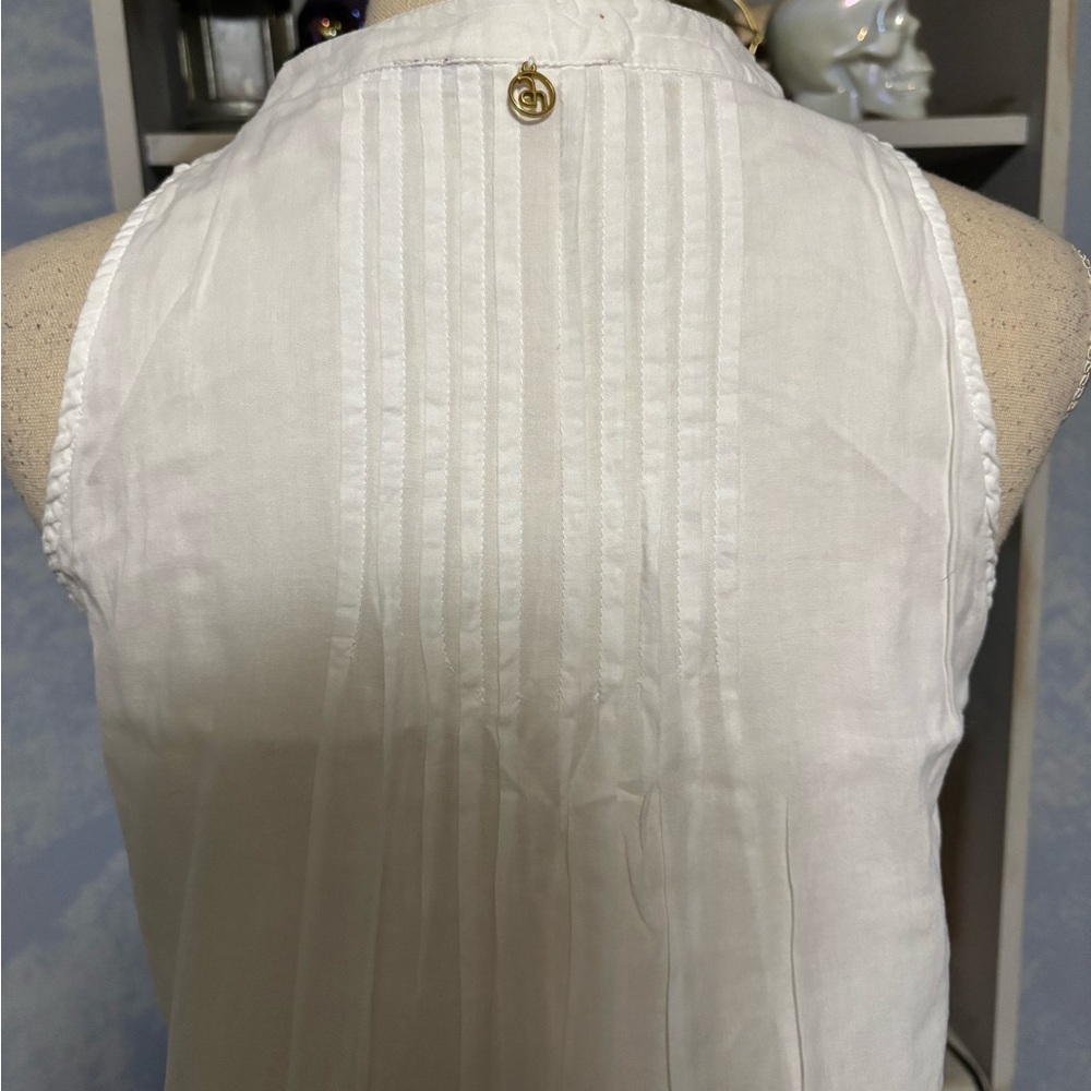 White Sleeveless Lace Dress button down boho flowy small - Picture 10 of 15